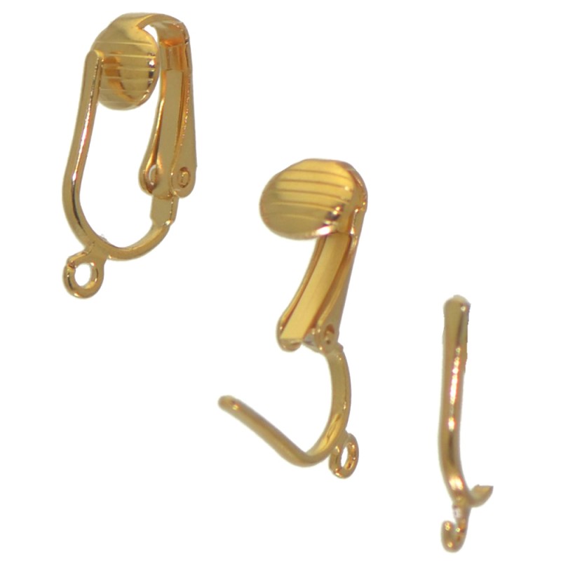 ATHALIE gold plated jet black crystal clip on earrings