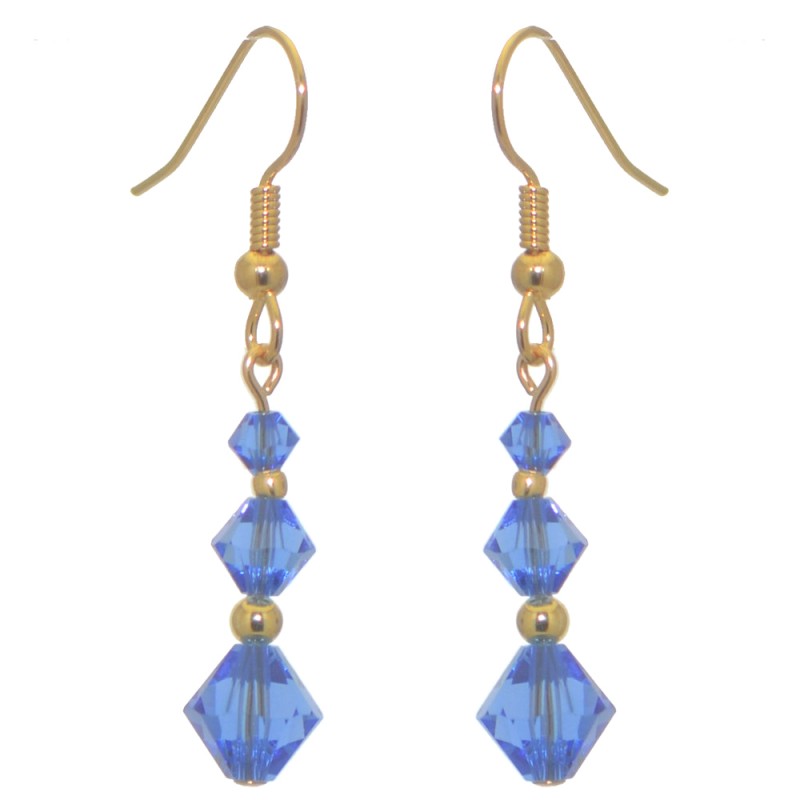 ATHALIE gold plated sapphire blue crystal hook earrings