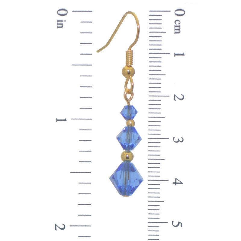 ATHALIE gold plated sapphire blue crystal hook earrings