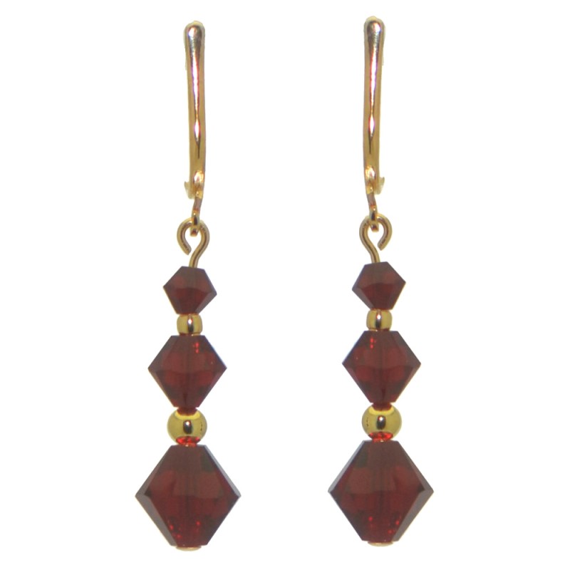 ATHALIE gold plated Siam red crystal clip on earrings