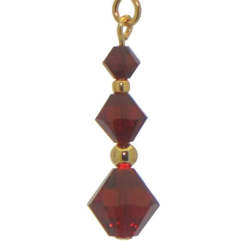 ATHALIE gold plated Siam red crystal hook earrings