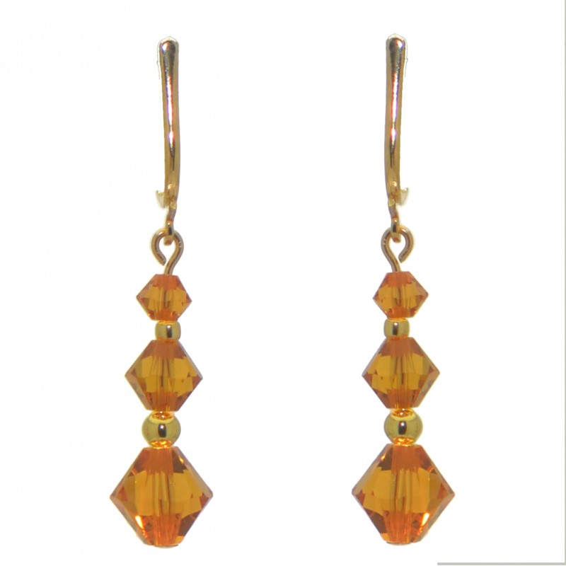 ATHALIE gold plated topaz yellow crystal clip on earrings