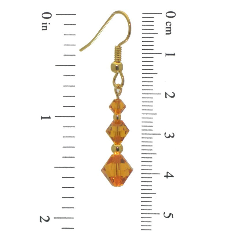 ATHALIE gold plated topaz yellow crystal hook earrings