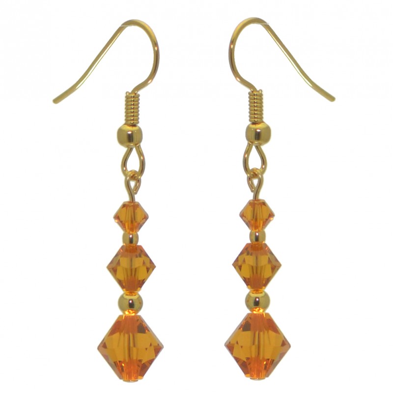 ATHALIE gold plated topaz yellow crystal hook earrings