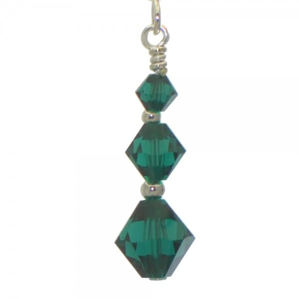 ATHALIE silver plated emerald green crystal hook earrings