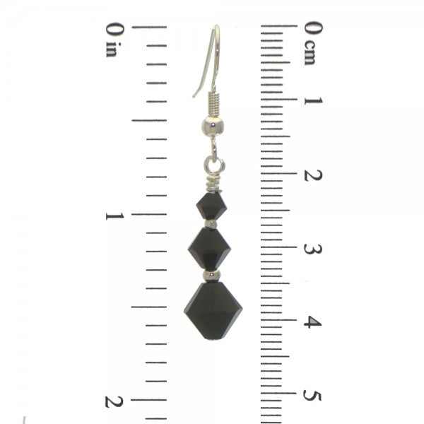 ATHALIE silver plated jet crystal hook earrings