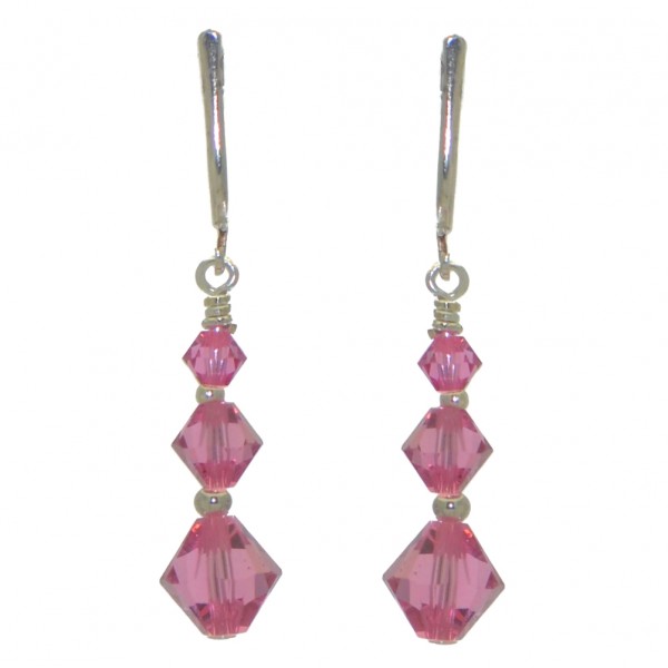 ATHALIE silver plated rose crystal clip on earrings