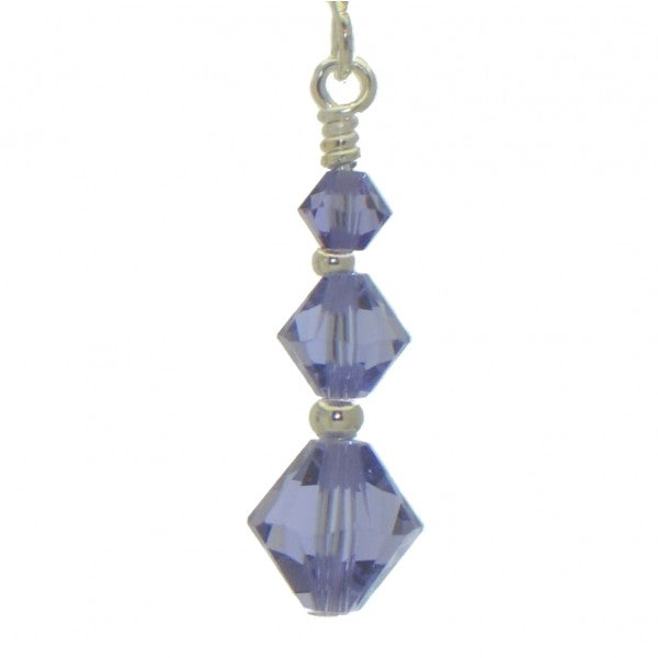 ATHALIE silver plated tanzanite lilac crystal hook earrings
