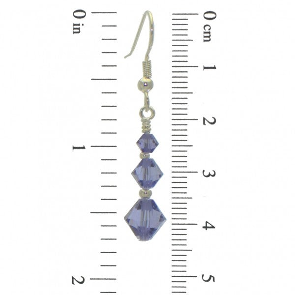ATHALIE silver plated tanzanite lilac crystal hook earrings