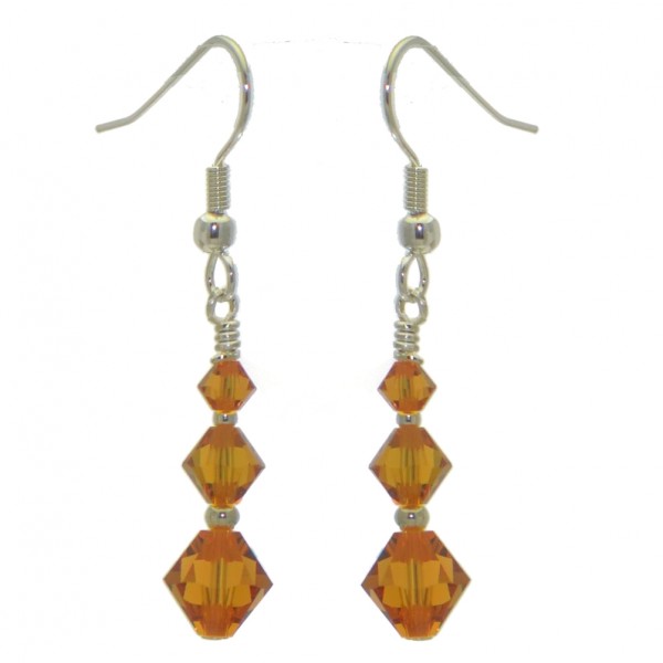 ATHALIE silver plated topaz yellow crystal hook earrings