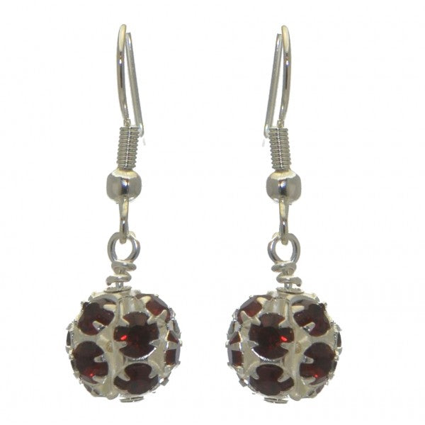 AUDRA 10mm silver plated siam crystal hook earrings