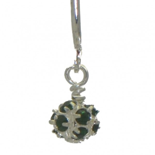 AUDRA 6mm silver plated emerald green crystal clip on earrings