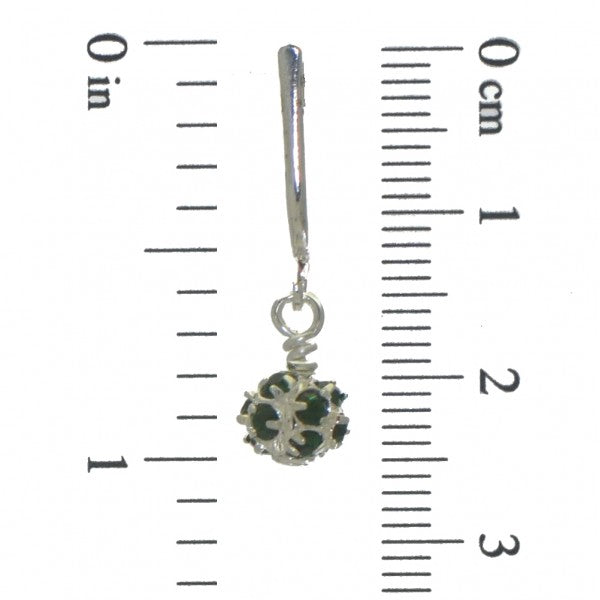 AUDRA 6mm silver plated emerald green crystal clip on earrings