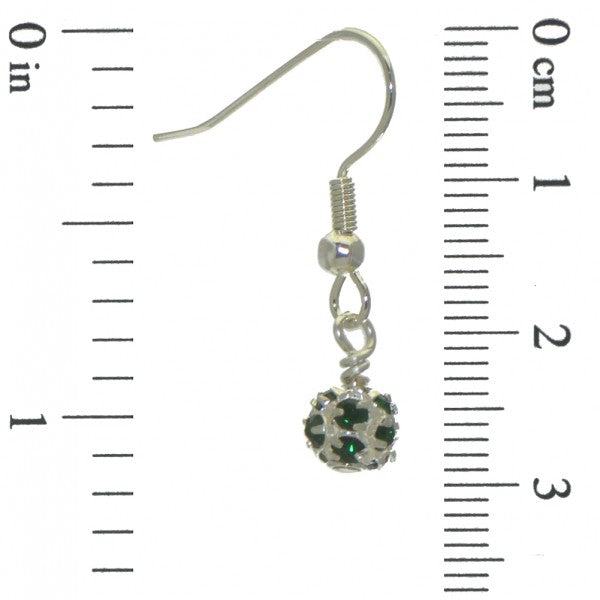 AUDRA 6mm silver plated emerald green crystal hook earrings