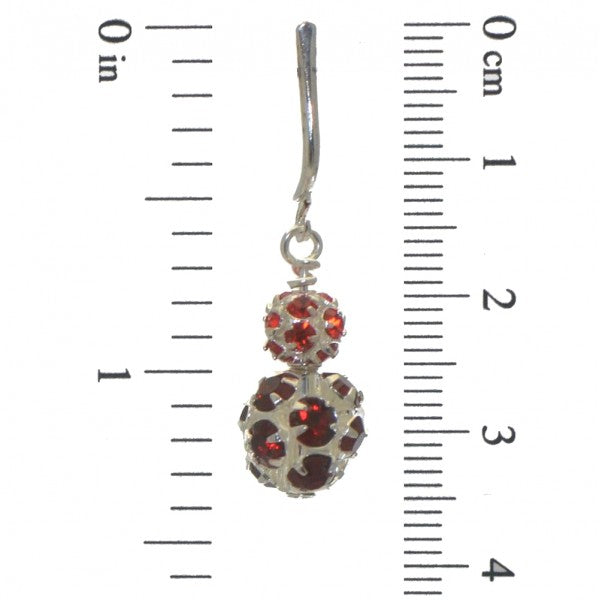 AUDRA DOUBLE silver plated siam crystal clip on earrings