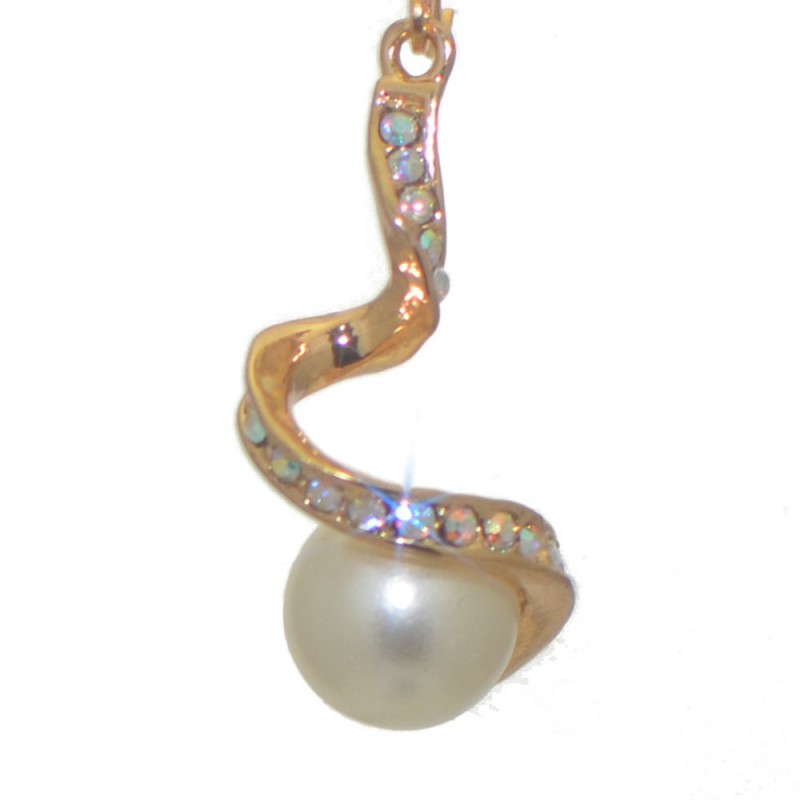 BARBARA gold tone crystal and faux pearl clip on earrings