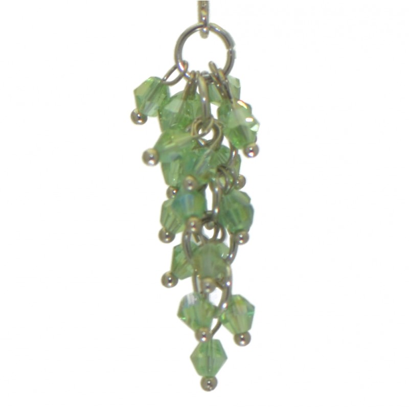 BEIBHINN LARGE silver plated green AB clip on earrings