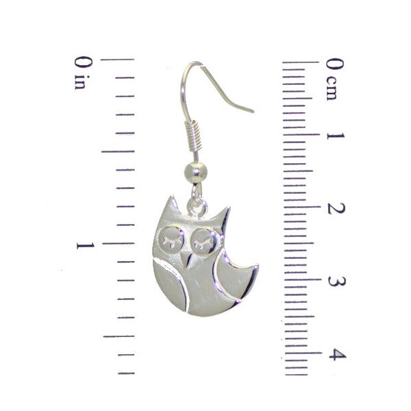 BELLINI Silver Plated Owl Drop Hook Earrings by VIZ