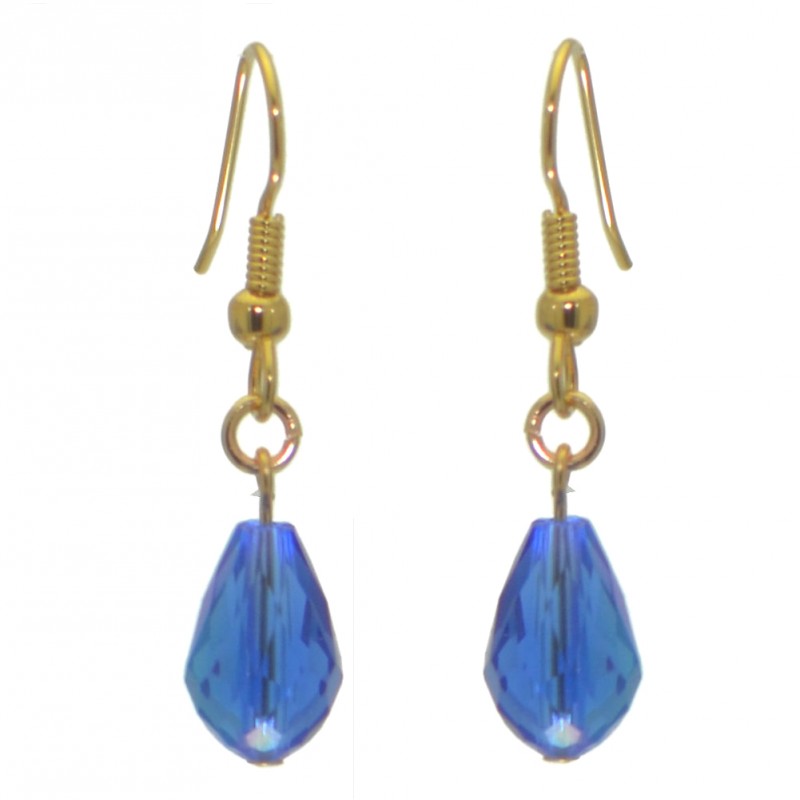 BETRESH gold plated medium blue ab crystal glass hook earrings