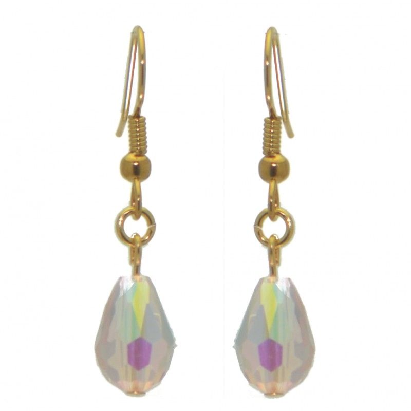 BETRESH gold plated pink ab crystal glass hook earrings