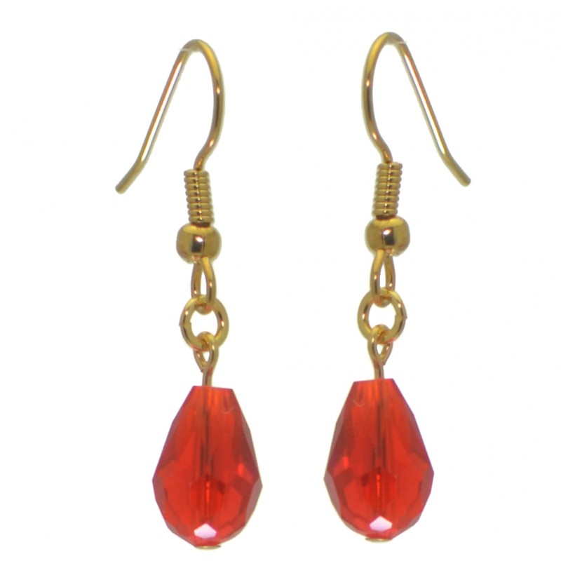 BETRESH gold plated red ab crystal glass hook earrings