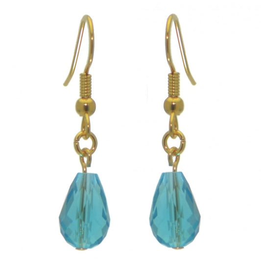 BETRESH gold plated turquoise ab crystal glass hook earrings
