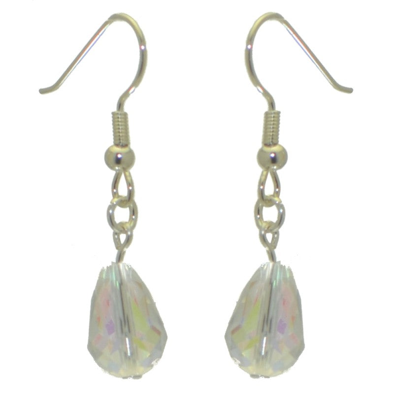 BETRESH silver plated clear ab crystal glass hook earrings