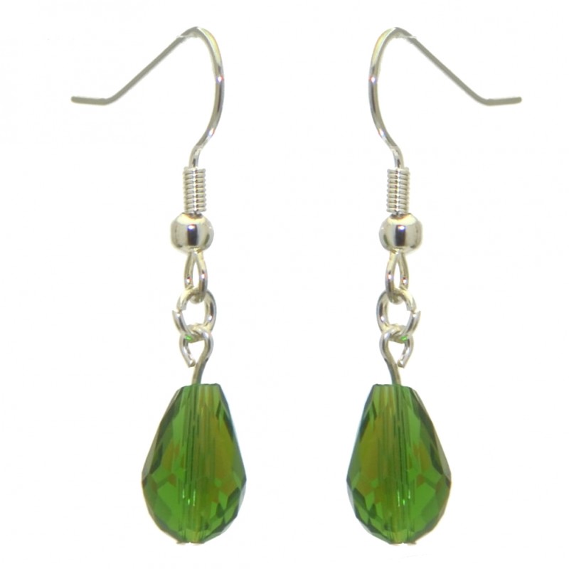 BETRESH silver plated green ab crystal glass hook earrings