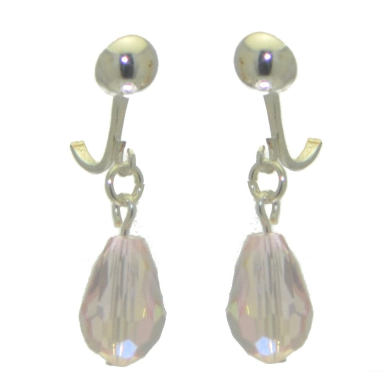BETRESH silver plated pink ab crystal glass clip on earrings