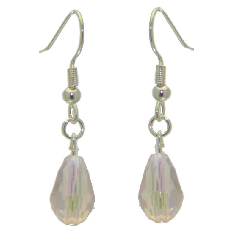 BETRESH silver plated pink ab crystal glass hook earrings