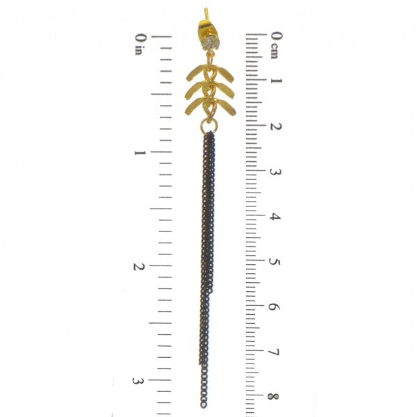 BETTINA gold tone black chain post earrings