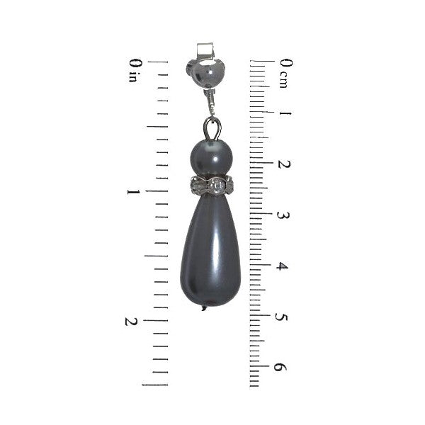 BLAIRE Silver plated Grey faux Pearl Clip On Earrings