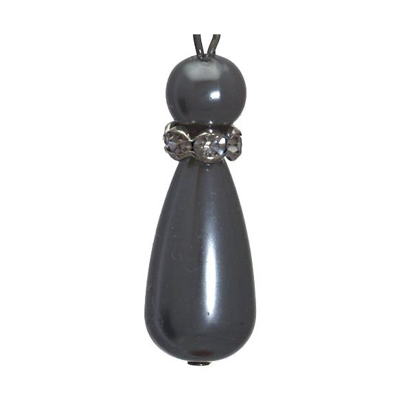 BLAIRE Silver tone Grey faux Pearl Crystal Hook Earrings