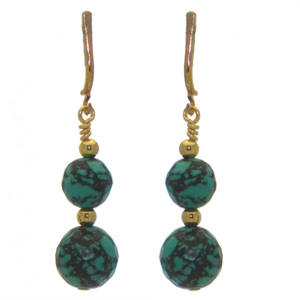 BLAISE DOUBLE gold plated turquoise clip on earrings