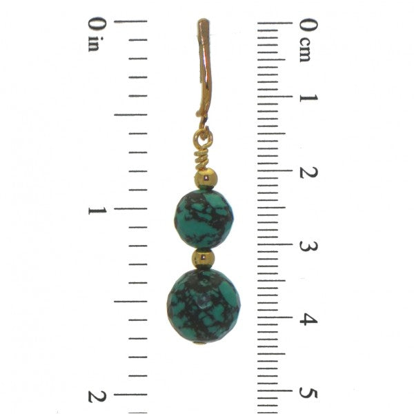 BLAISE DOUBLE gold plated turquoise clip on earrings