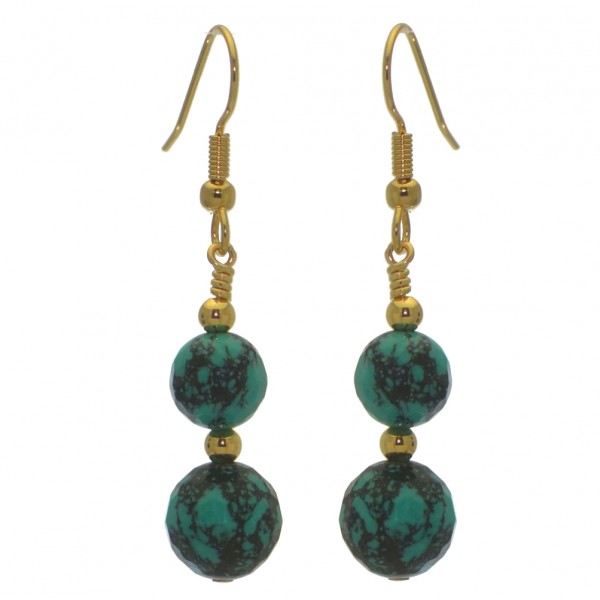 BLAISE DOUBLE gold plated turquoise hook earrings