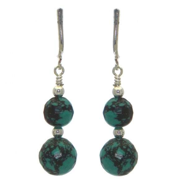 BLAISE DOUBLE silver plated turquoise clip on earrings