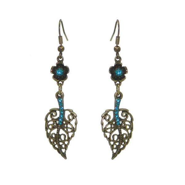 BLANKA Antique Gold tone Turquoise Crystal Hook Earrings