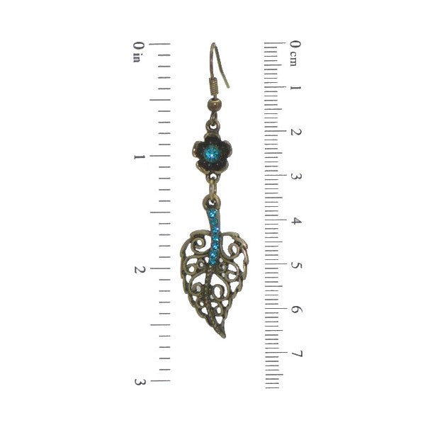 BLANKA Antique Gold tone Turquoise Crystal Hook Earrings