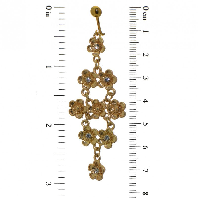 BRADLEE gold plated crystal flower drop clip on earrings