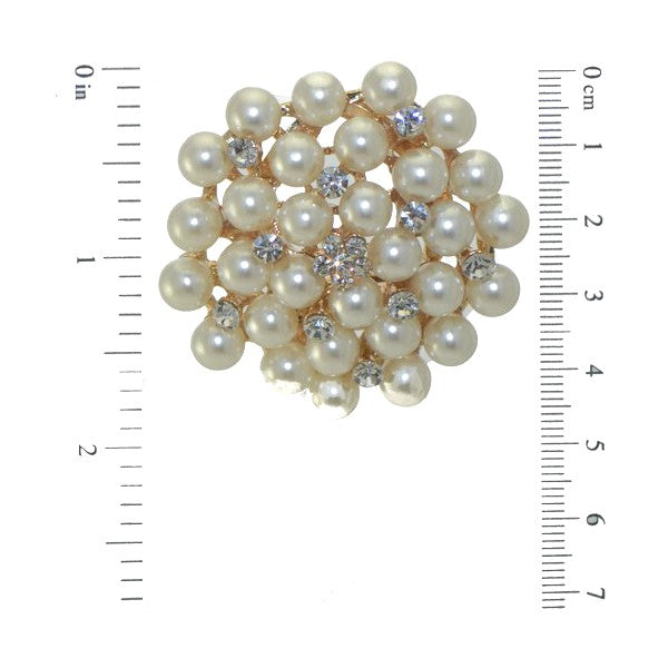 SCUTEUERIA Gold tone Crystal faux Pearl Scarf Clip / Brooch