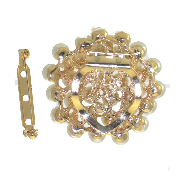 SCUTEUERIA Gold tone Crystal faux Pearl Scarf Clip / Brooch