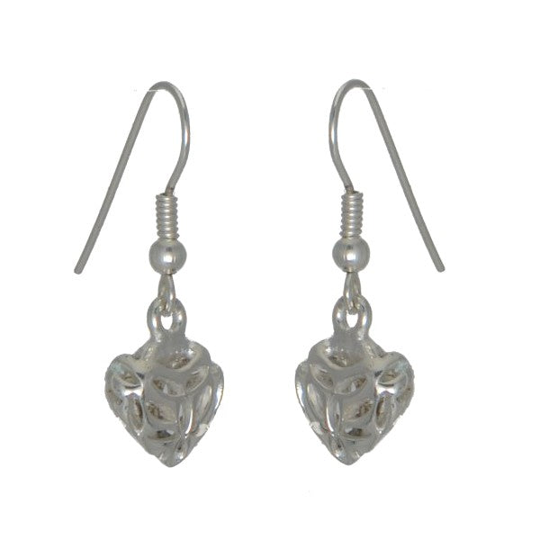 CAMMEO Silver Plated Lattice Heart Hook Earrings by VIZ