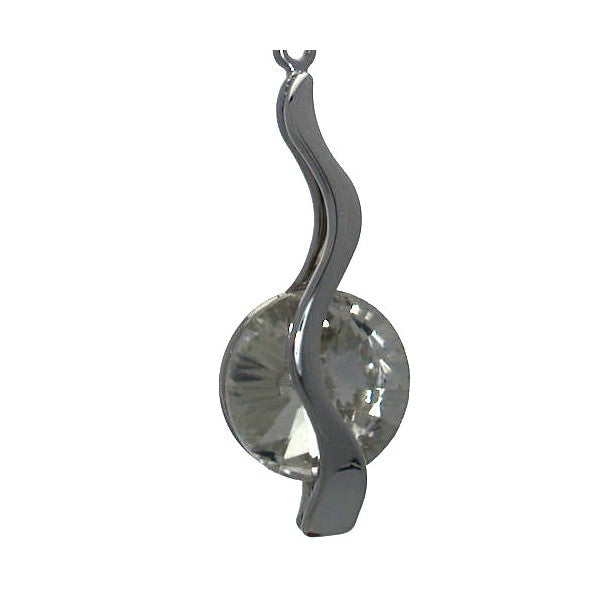 CARLEIN Silver Plated Clear Crystal Hook Earrings by Rodney
