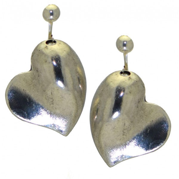 CARMELA silver plated heart clip on earrings