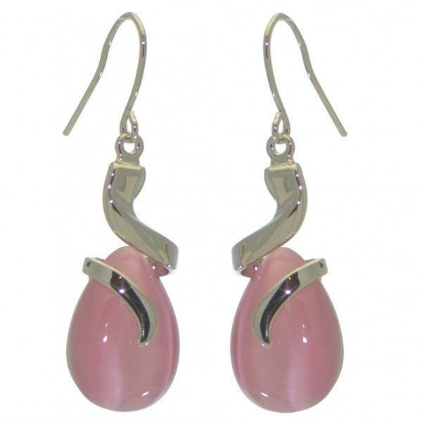 CARMENTA silver plated pink hook earrings by Rodney