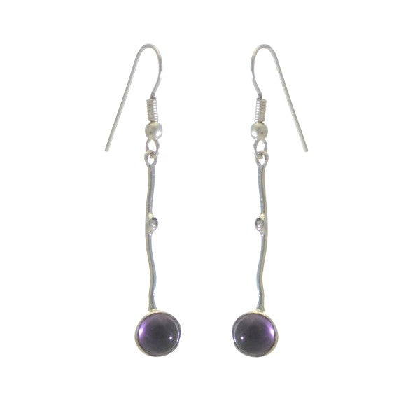 CATARINE Silver Plated Amethyst Hook Earrings by VIZ