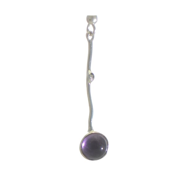 CATARINE Silver Plated Amethyst Hook Earrings by VIZ