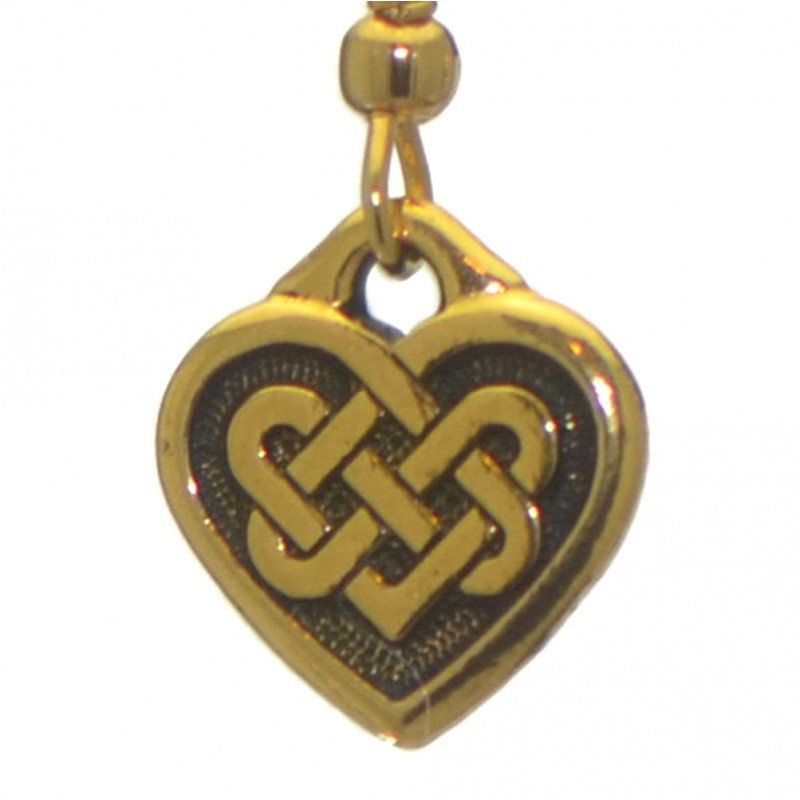 CELTIC HEART gold plated with celtic knot inset hook earrings