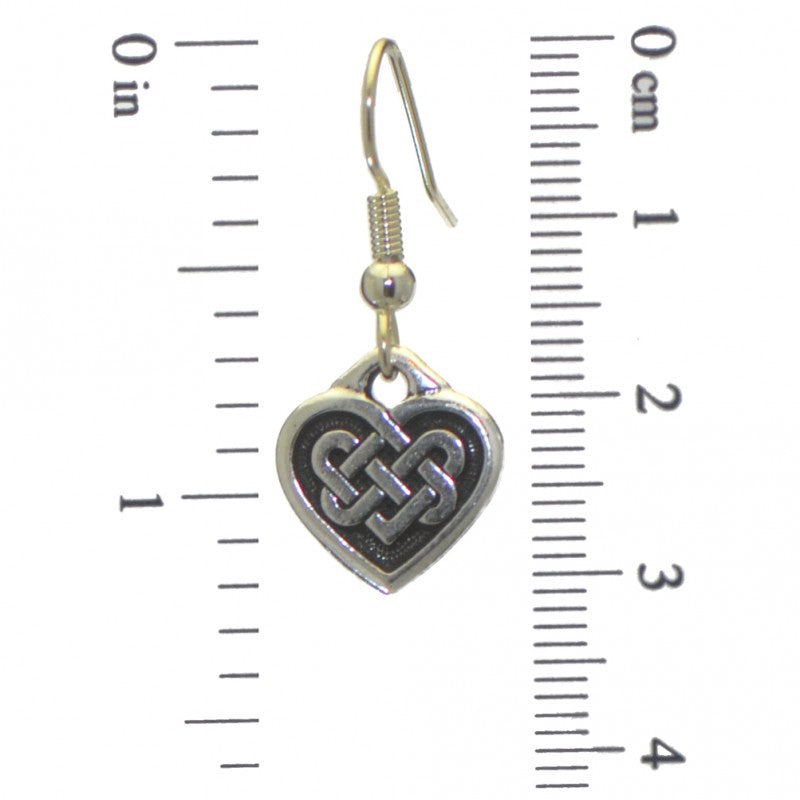 CELTIC HEART silver plated with celtic knot inset hook earrings